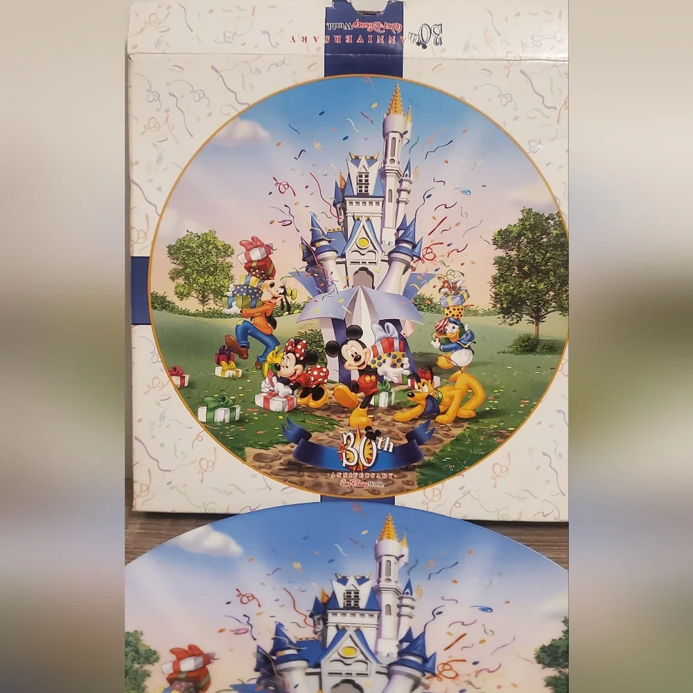 Disney 30th Anniversary Celebration Plate with Blue and Yellow